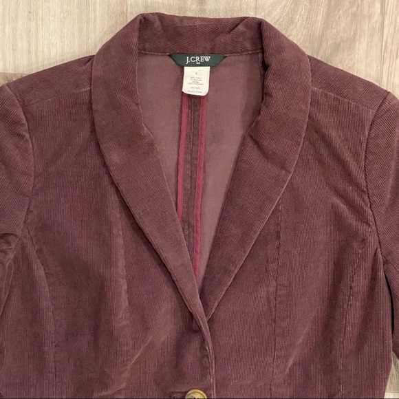 J.CREW 0 Dark Purple Stretch Cotton 2-Button Gathered Waist Corduroy Blazer - Picture 4 of 7